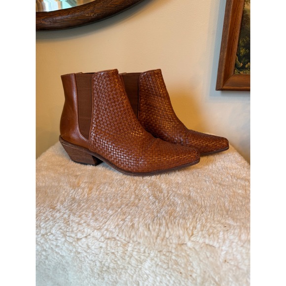 THE GREAT. Chestnut Woven Ankle Booties - Picture 2 of 6
